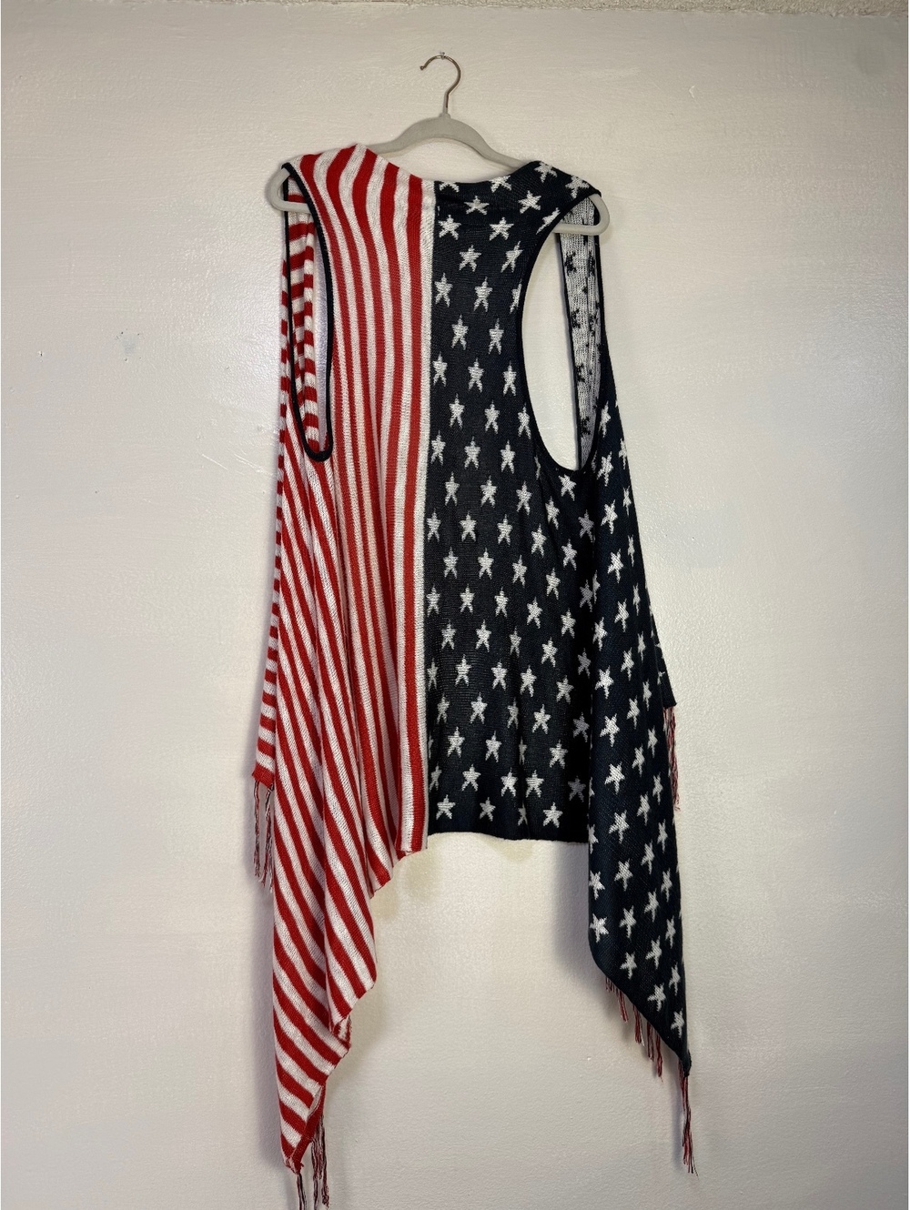 One World XL Knit Vest American Flag Pattern Sleeveless Cardigan - Picture 2 of 8